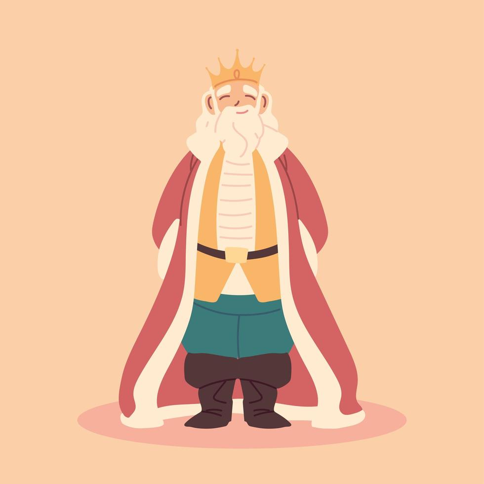 king, fat man with crown and royal robes, monarch vector