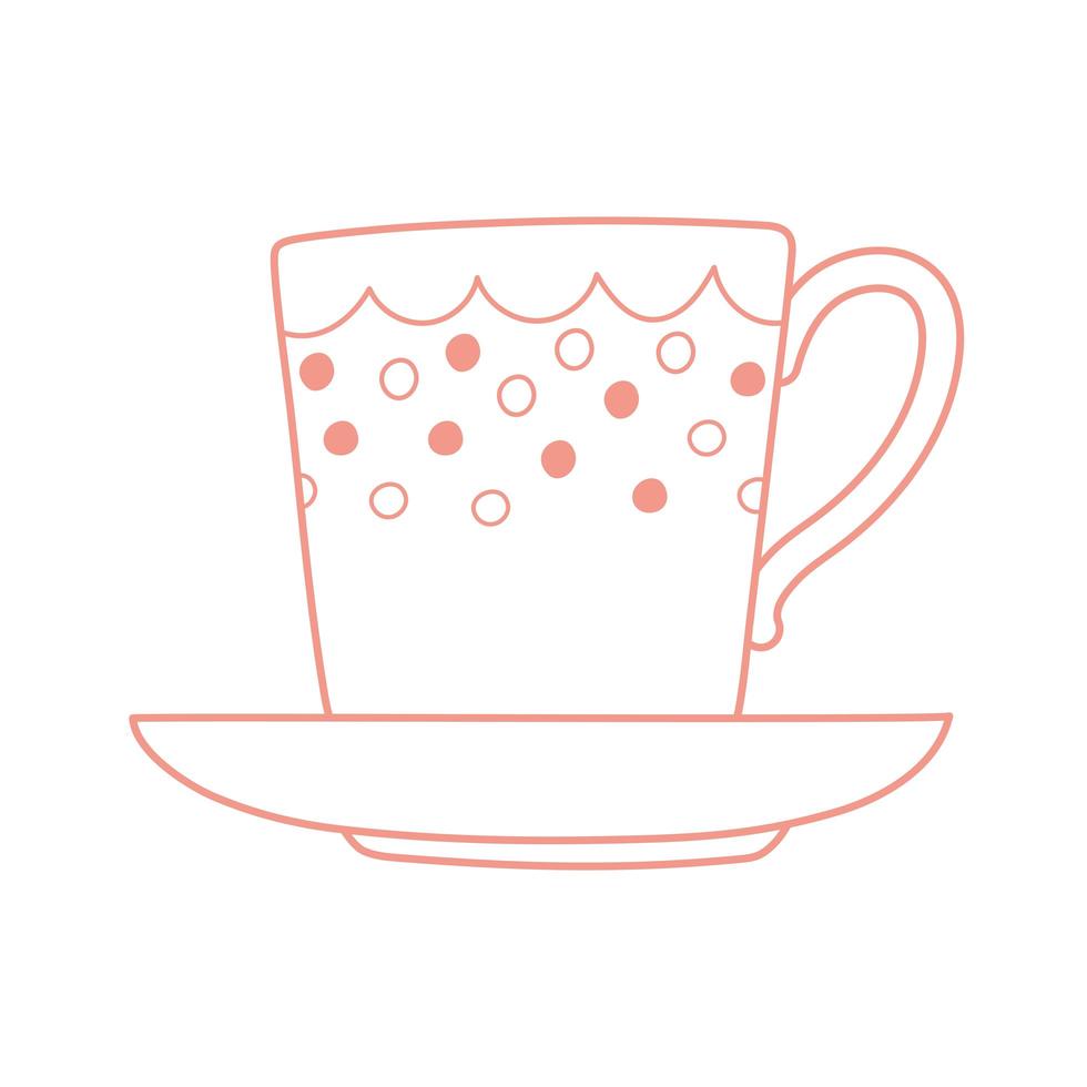 estilo de línea de icono de diseño decorativo de taza de té y café vector