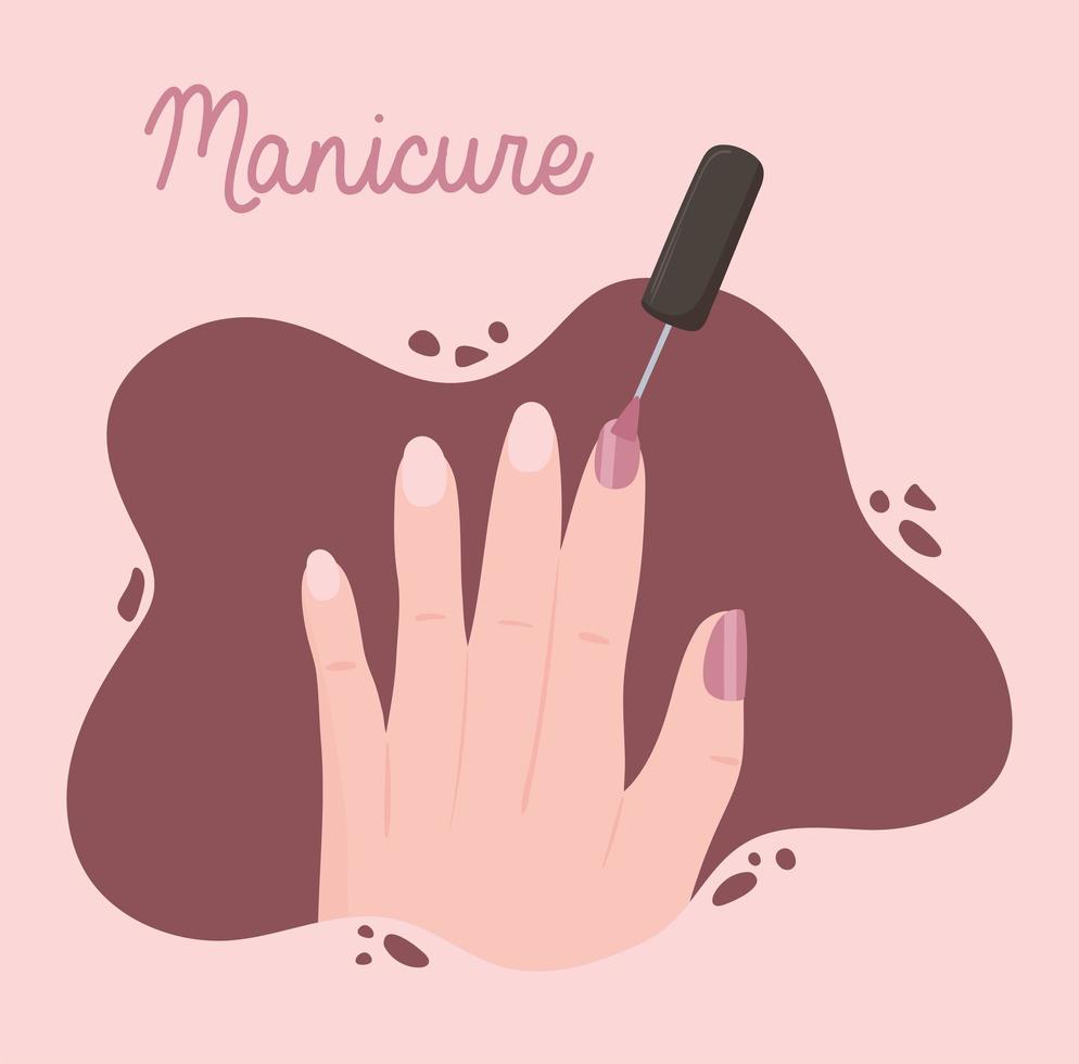 manicura, mujer, pintura a mano, con, esmalte de uñas, color vector