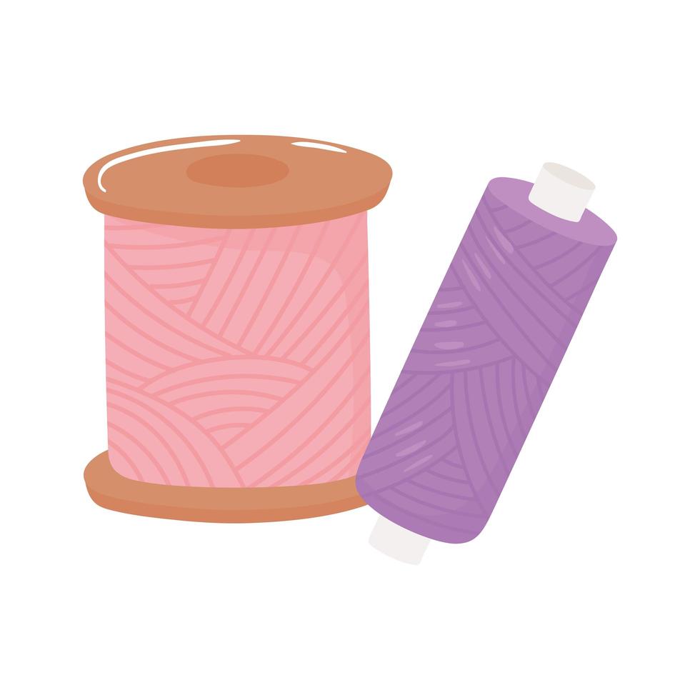 needlework spools of thread cartoon on white background vector