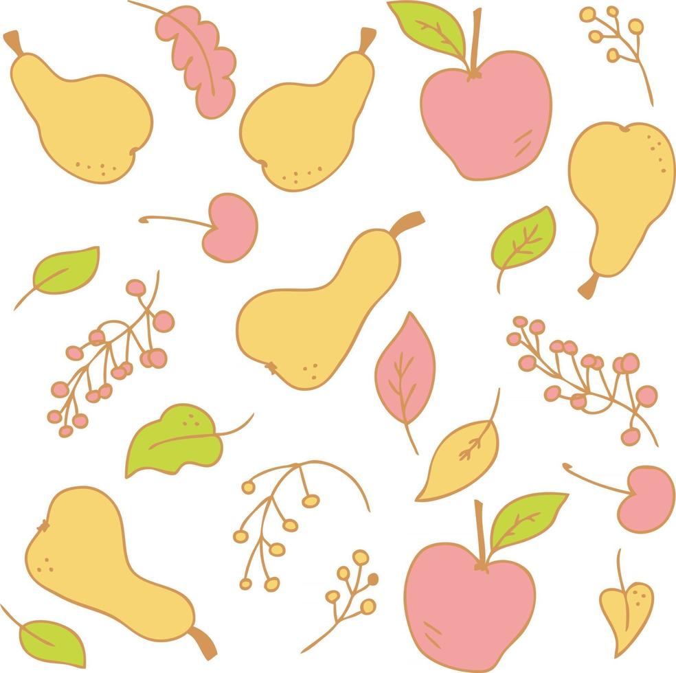 Vector pattern of colorfull pears apples and berries