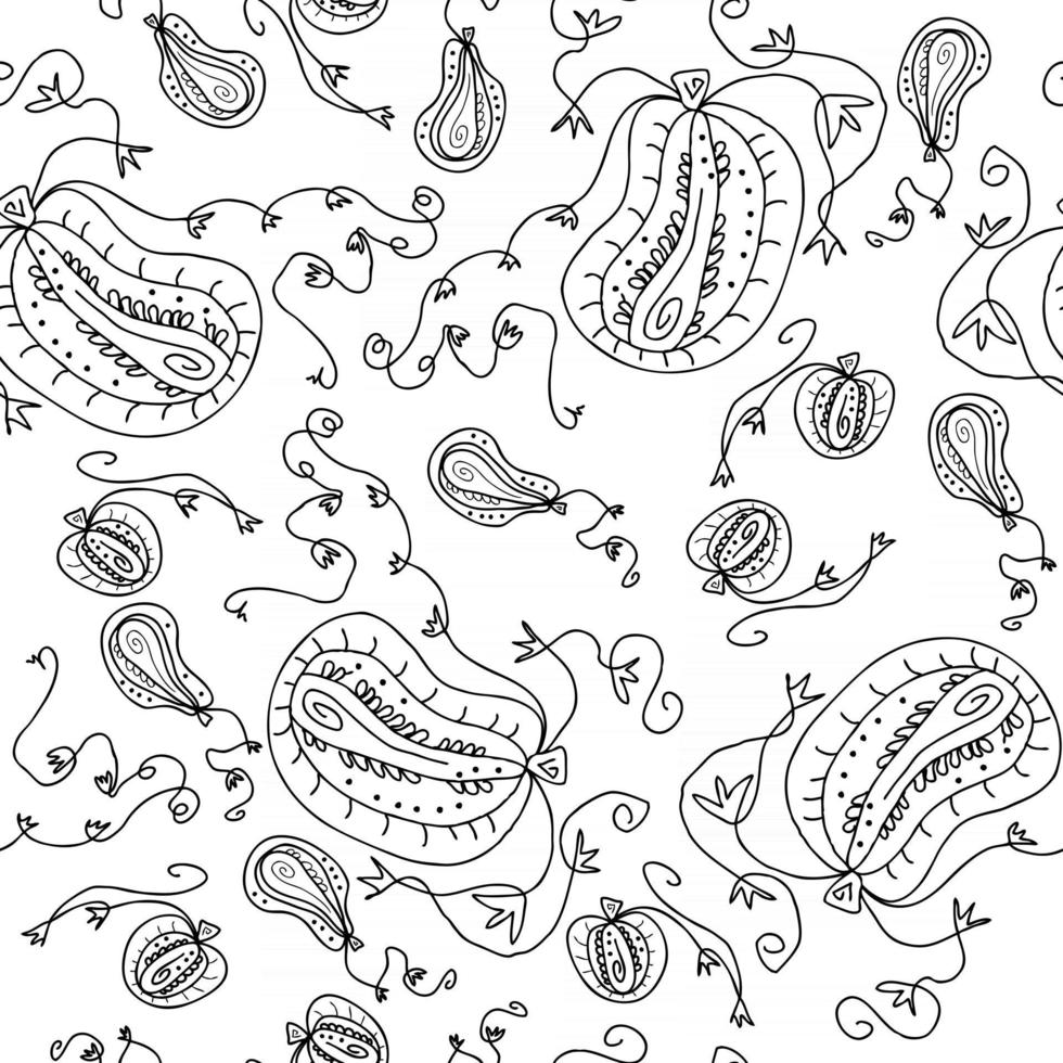 Hand drawn vector pumpkins seamless pattern for decor and design