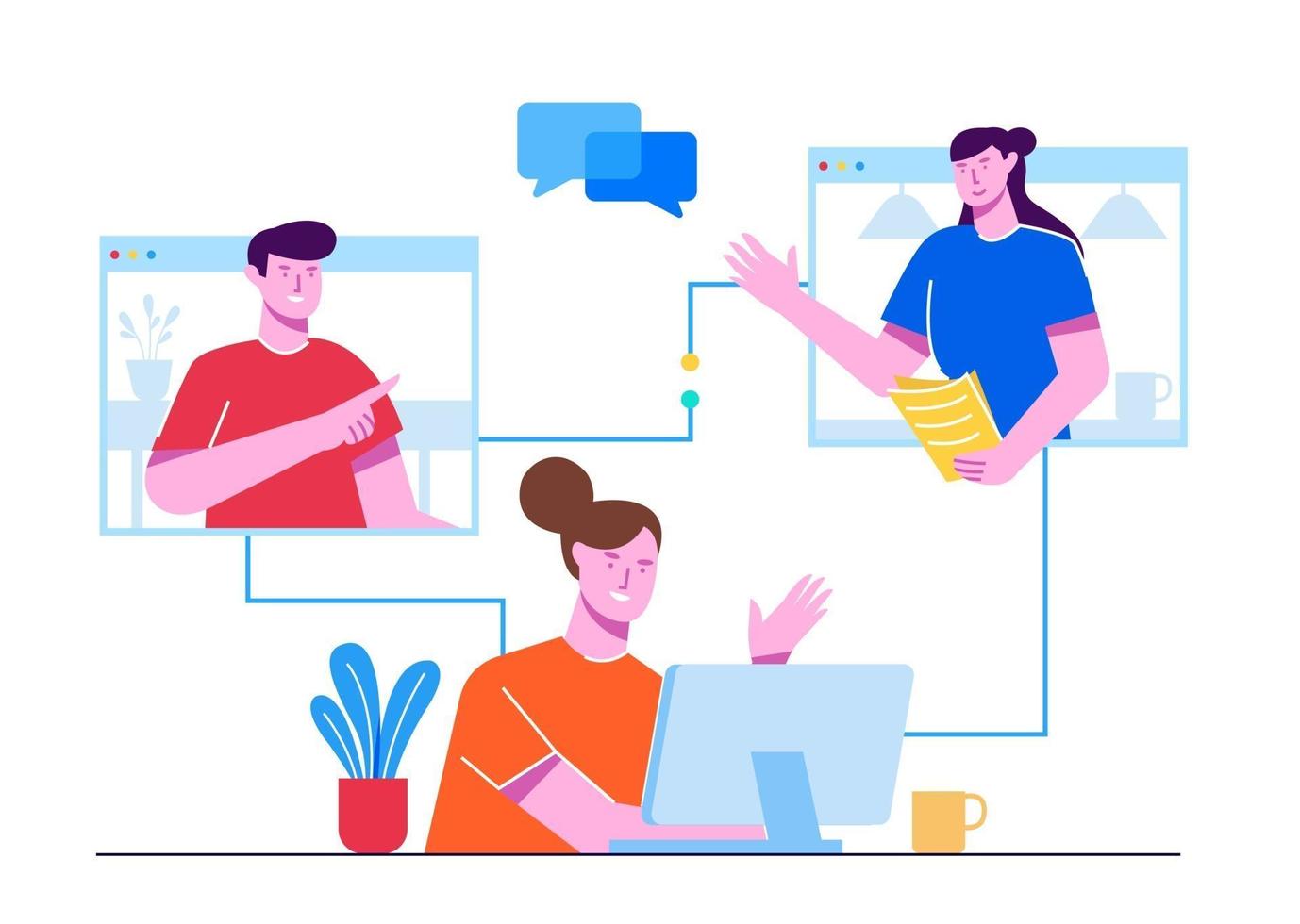 Online Class Discussion vector