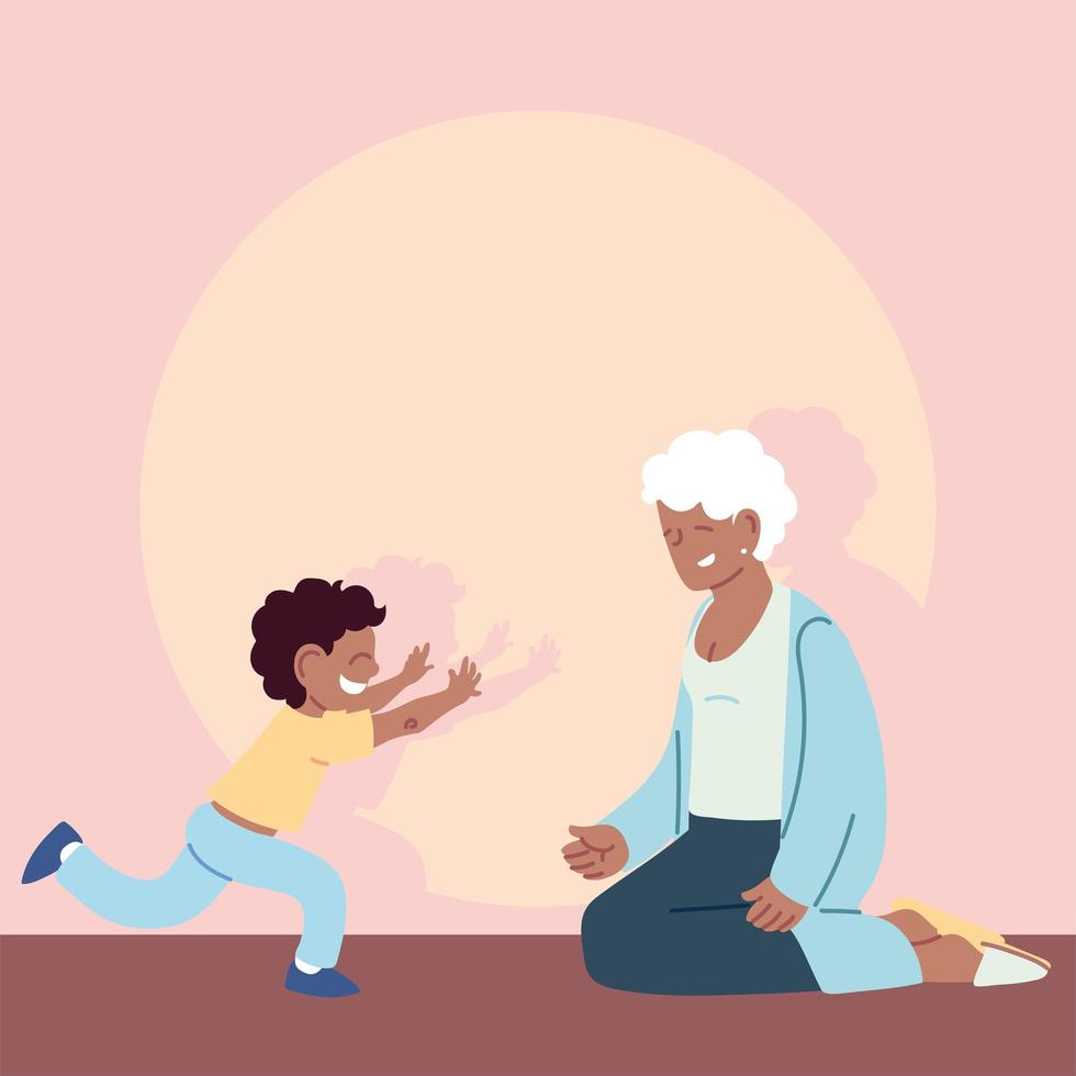 grandmother with grandson, happy grandparents day vector