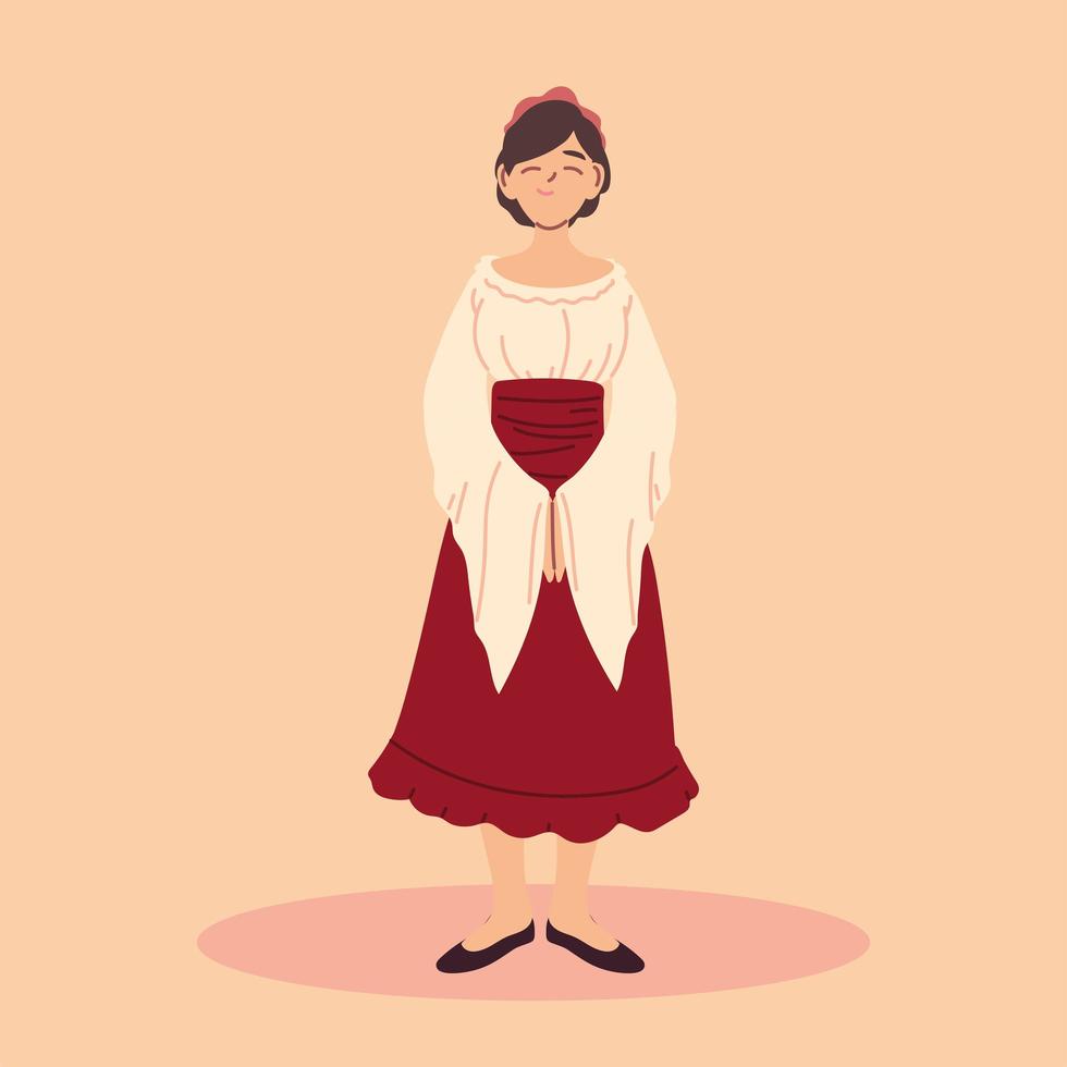 woman medieval peasant character, medieval era vector