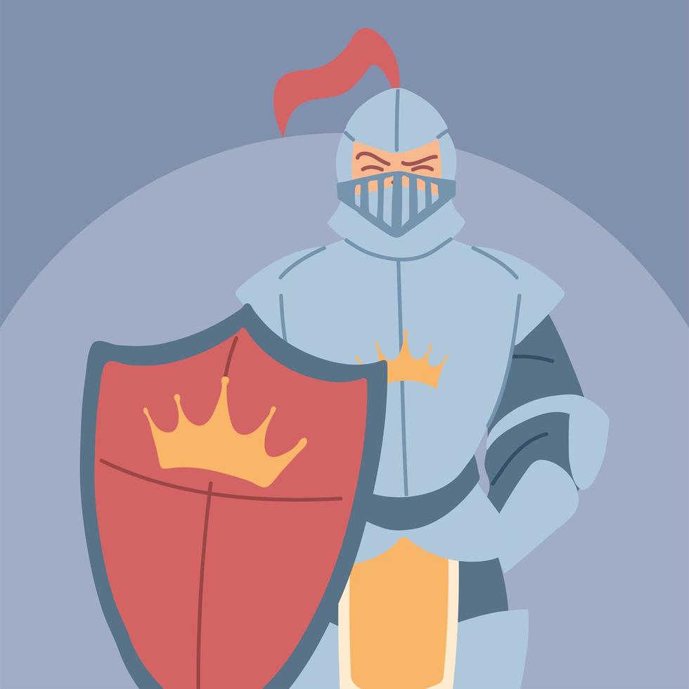 caballero medieval con armadura, traje de caballero vector