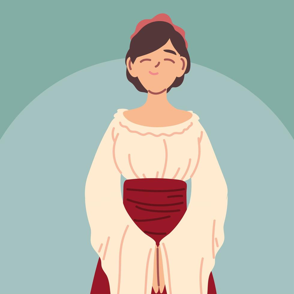 woman medieval peasant character, medieval era vector