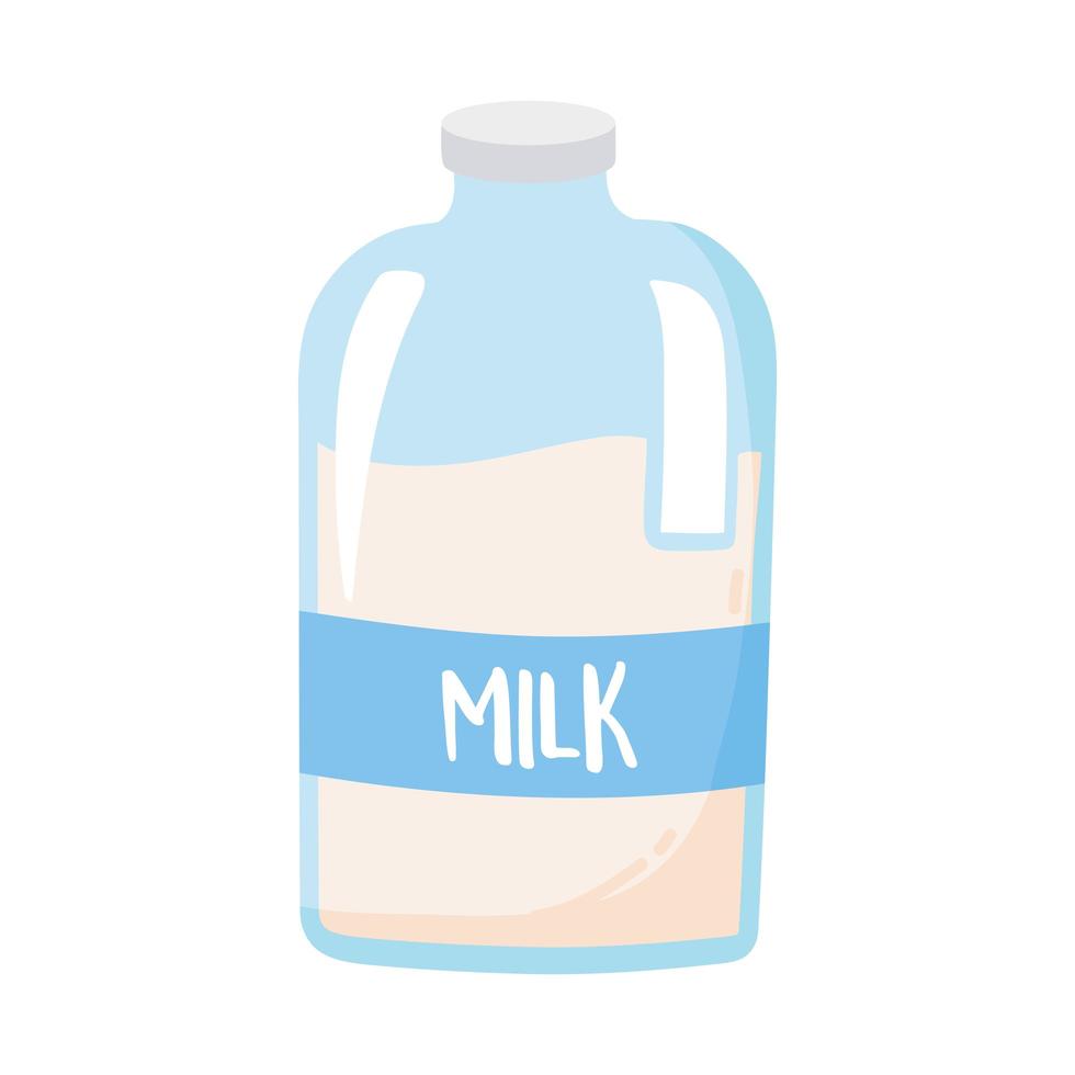 plastic milk bottle, dairy product cartoon icon vector