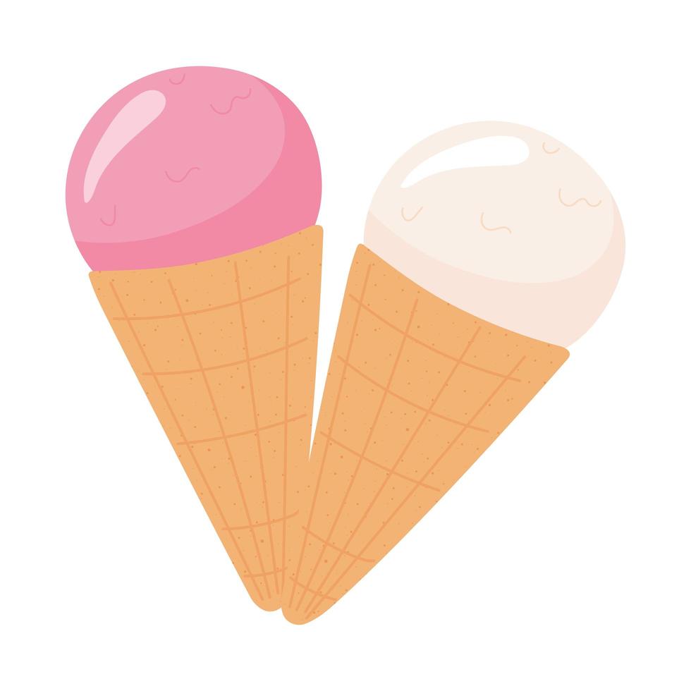 ice cream cones, milk dairy product cartoon icon vector