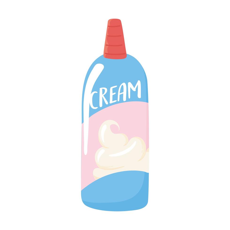 whipped cream aerosol can, milk dairy product cartoon icon vector