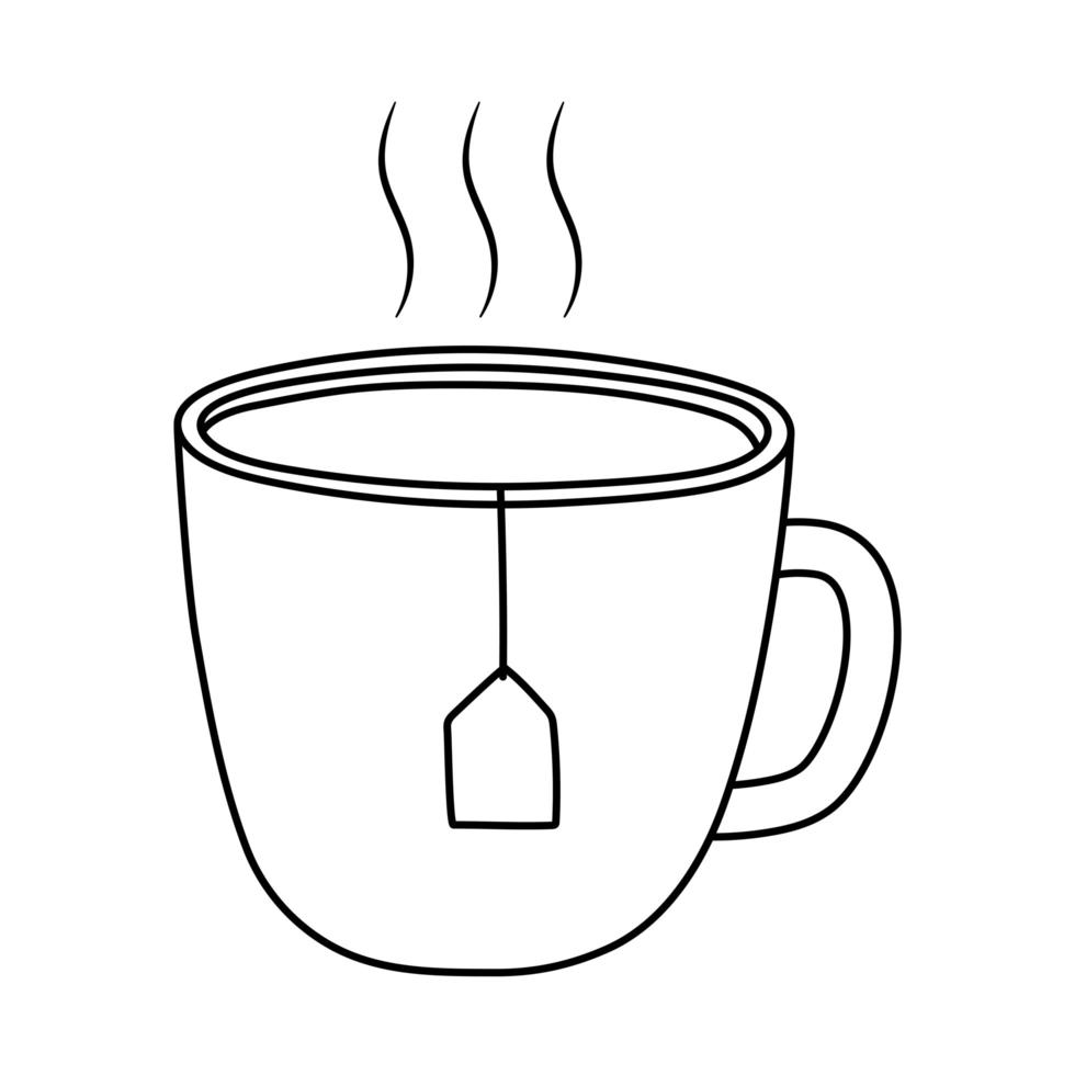 desayuno taza de té apetitosa comida deliciosa, estilo de línea de icono vector