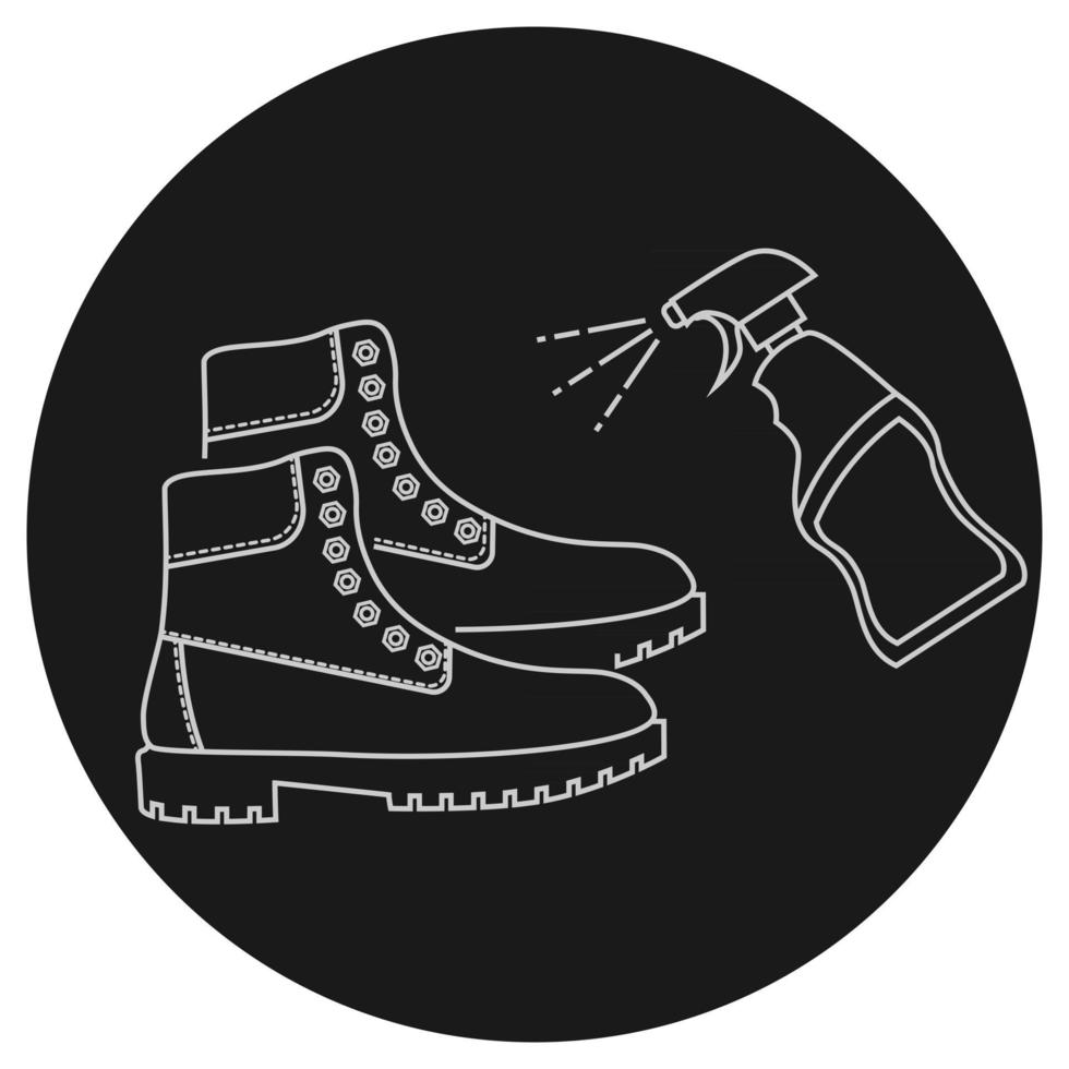 Disinfectant mat. Sanitizing mat, outline icon. Sterile shoe's surface. Shoe disinfection with alcohol spray. Sterile feet surface. Editable stroke. Vector illustration