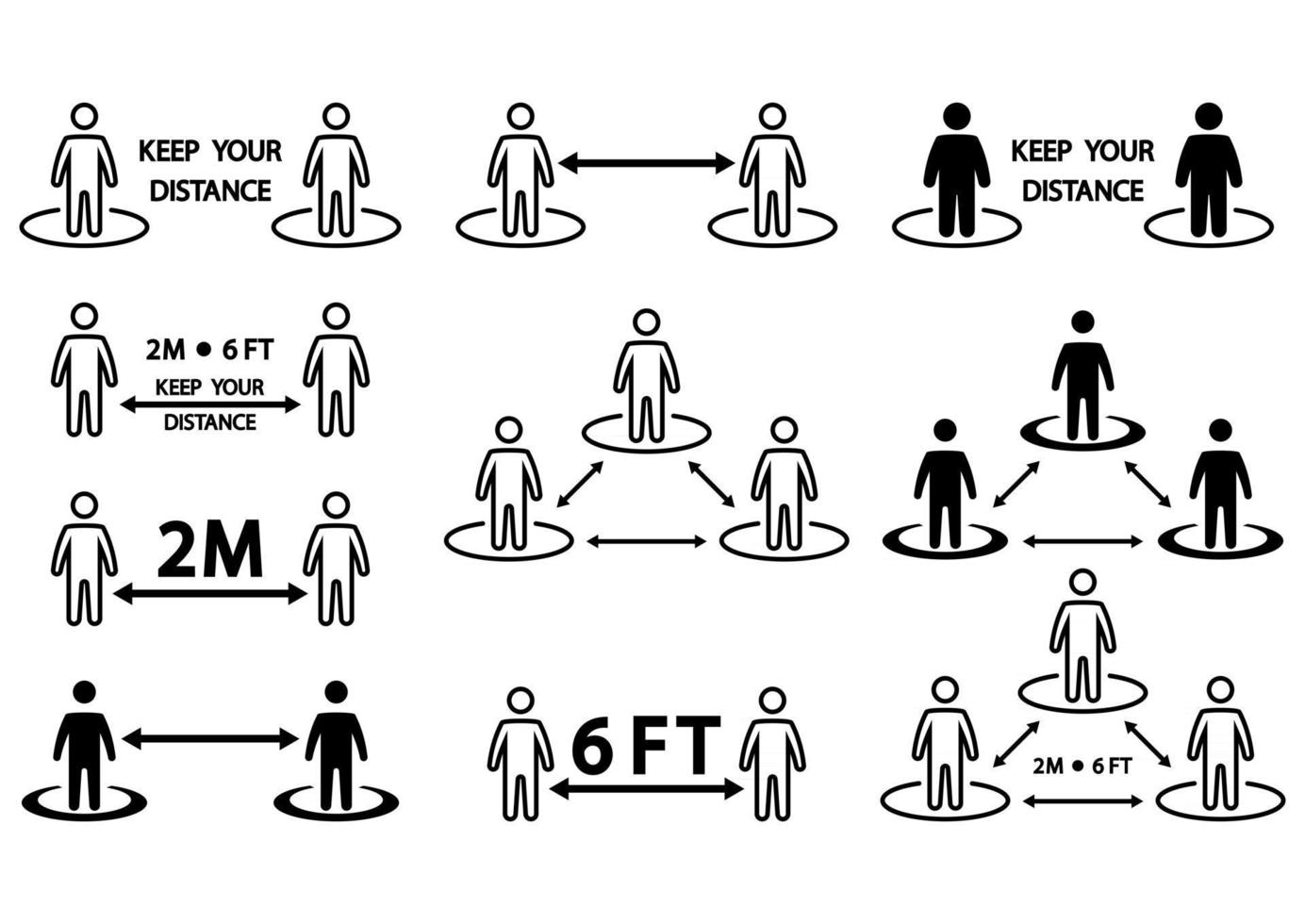 Social distancing icon. Keep a safe distance social distancing in queue 2 meters or 6 feet, instruction. Infographic against the spread of the virus. Avoid crowds. Vector