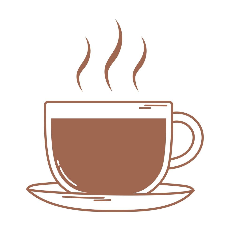 coffee hot beverage on dish icon in brown line vector