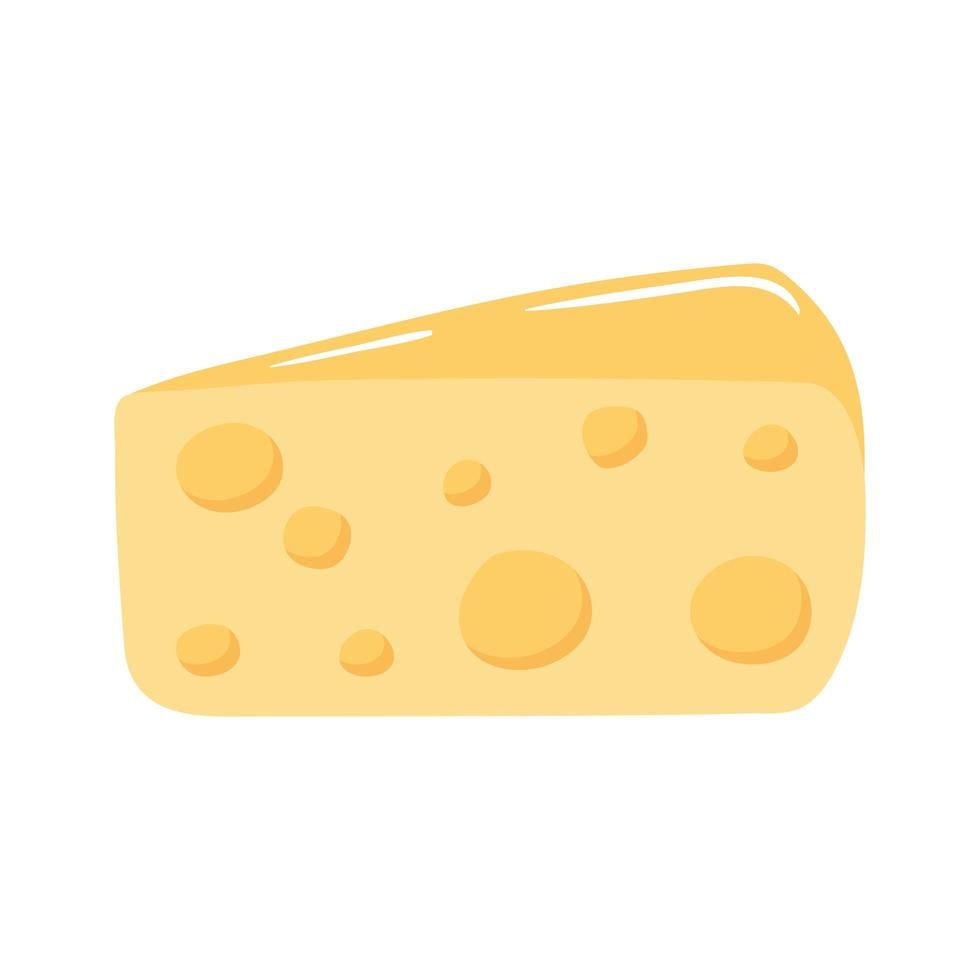 Desayuno rebanada de queso apetitosa comida deliciosa, icono plano sobre fondo blanco. vector