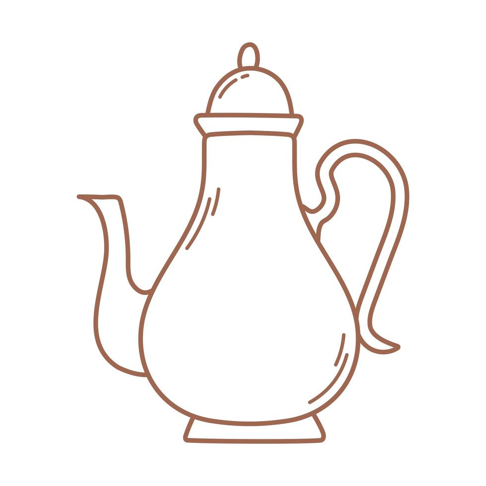 Icono de utensilio de tetera de cerámica en línea marrón vector