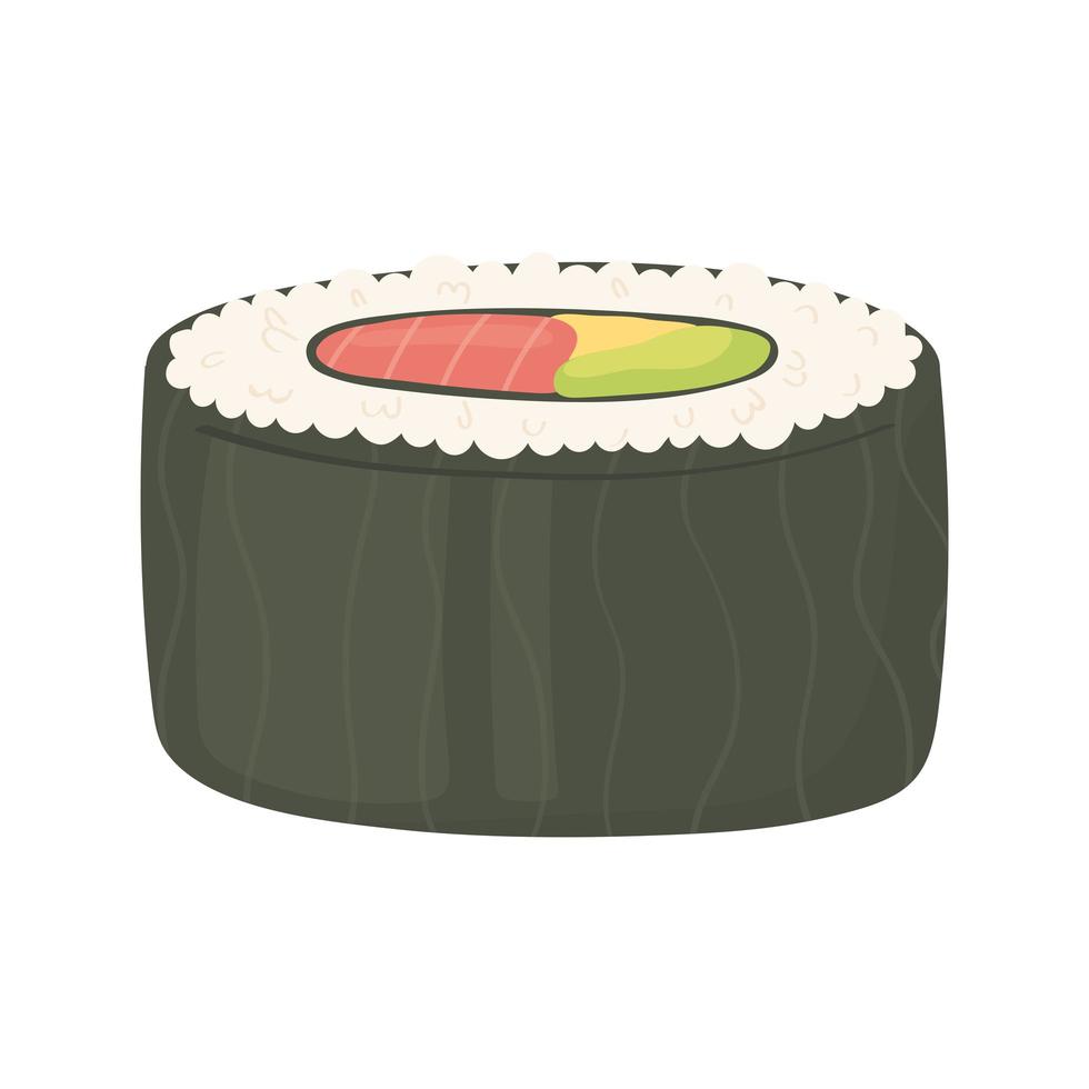 sushi time, sushi maki roll menú de algas marinas vector