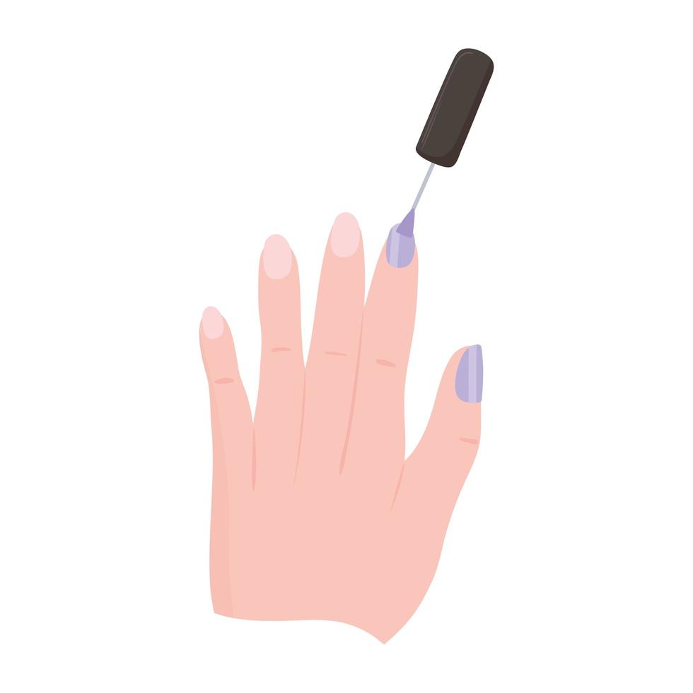 manicure, female hand painting with nail polish vector
