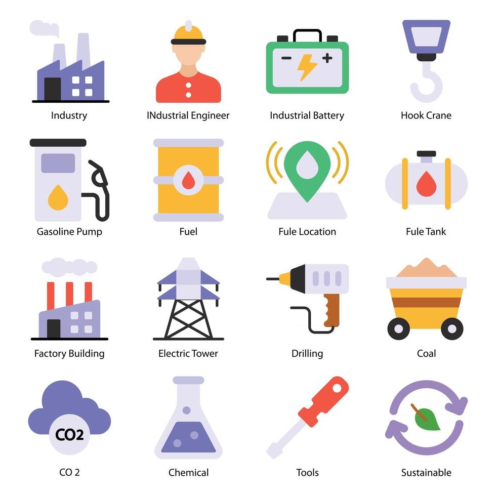 Industry Flat icons Set vector