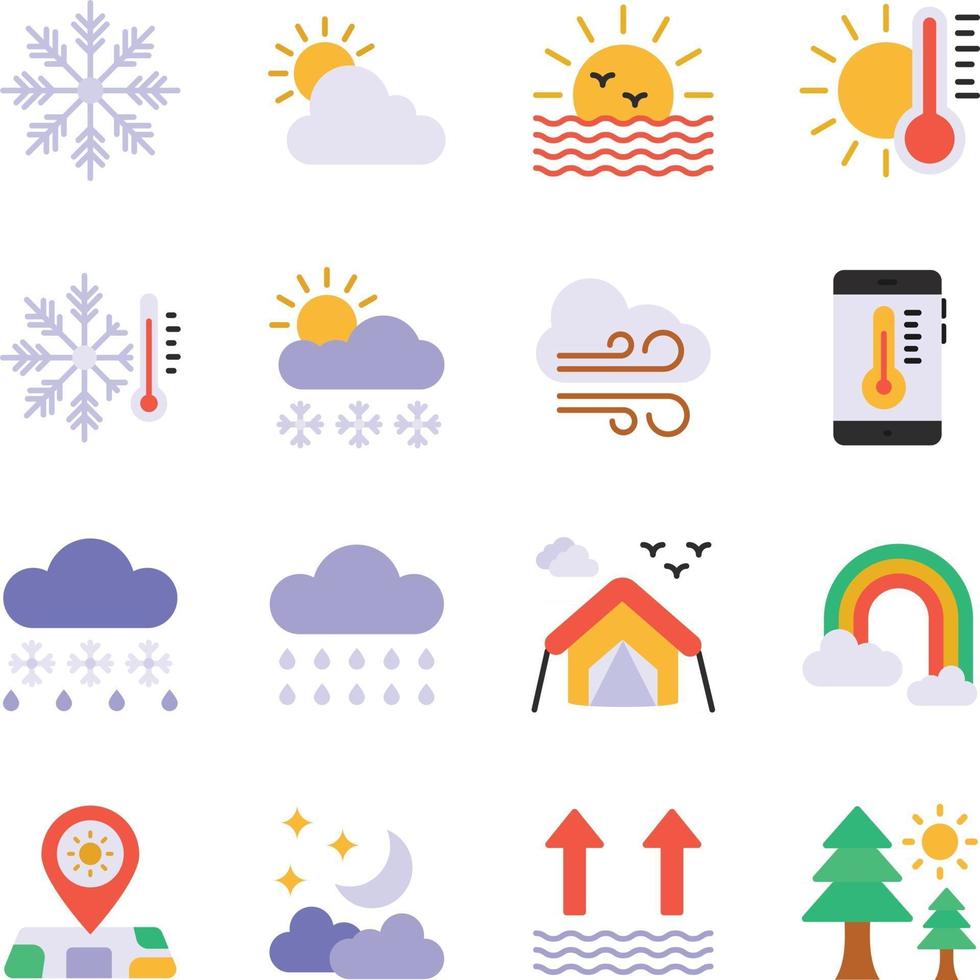 Weather flat icon set vector