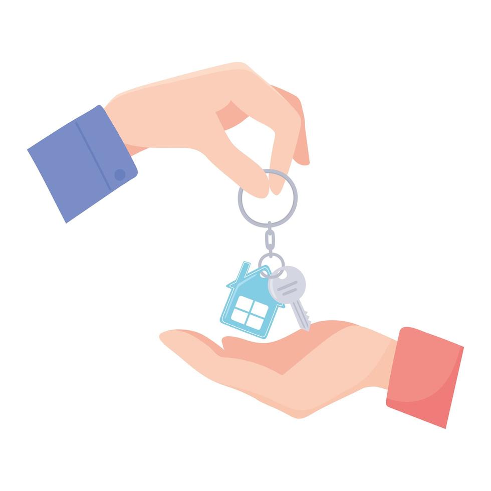 handing over the Key from a new home on white background vector