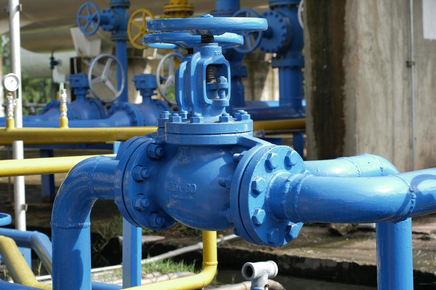 Valves at gas plant Pressure safety valve to protect piping system from over pressure photo