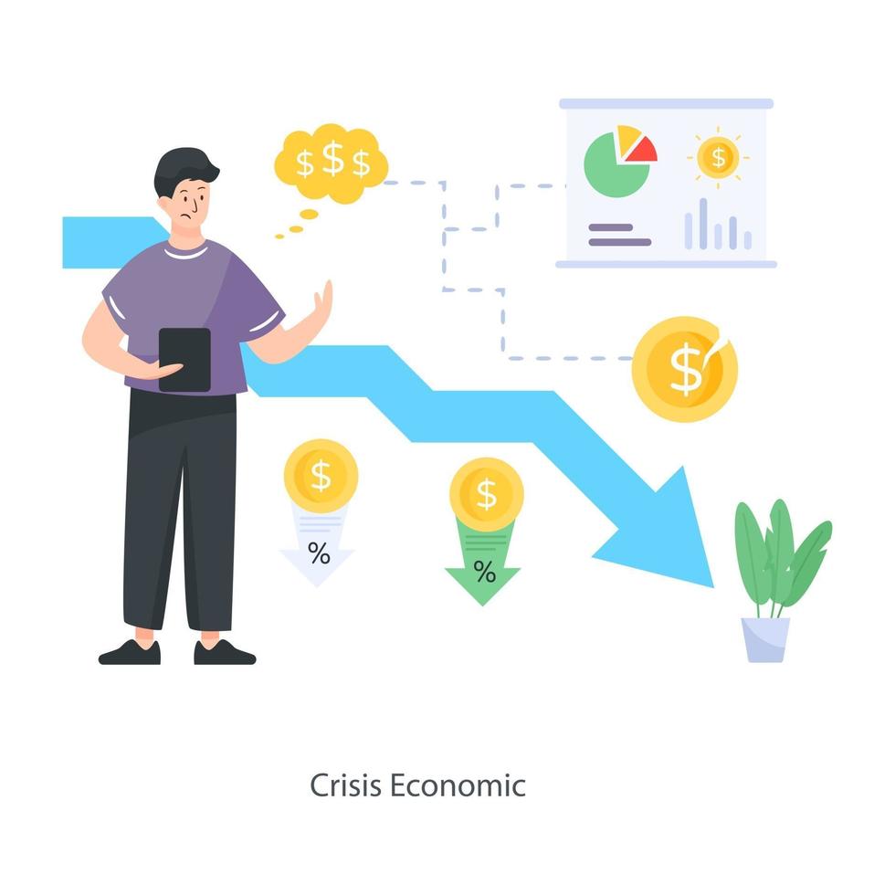 Trendy Crisis Economic vector