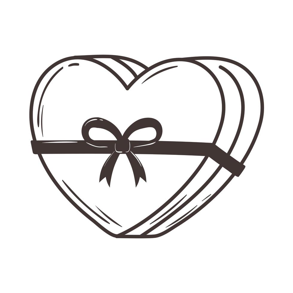 caja de regalo en forma de corazón amor romántico doodle diseño de icono vector