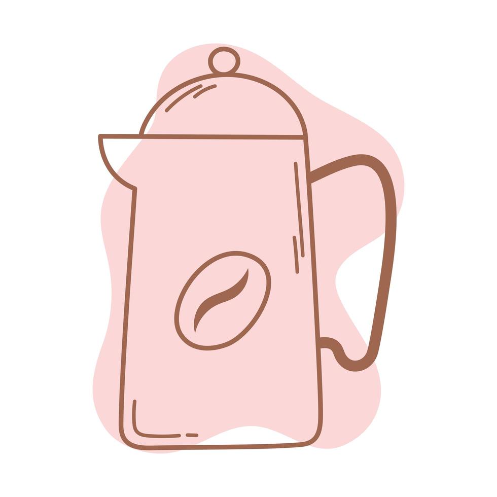 large kettle with prepared coffee icon line and fill vector