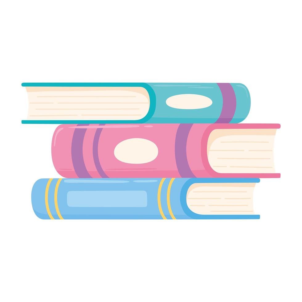 Pila de libros aprender académico y estudiar icono fondo blanco. vector