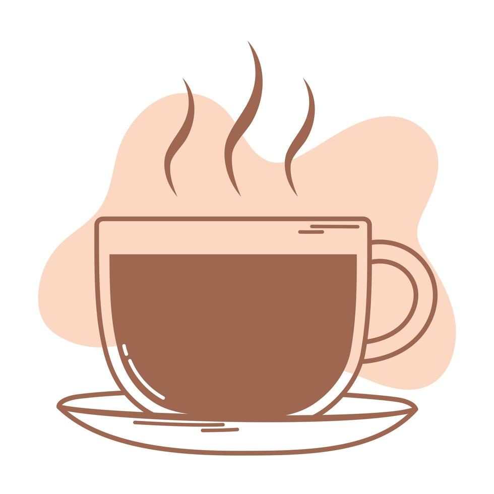 coffee hot beverage on dish icon line and fill vector