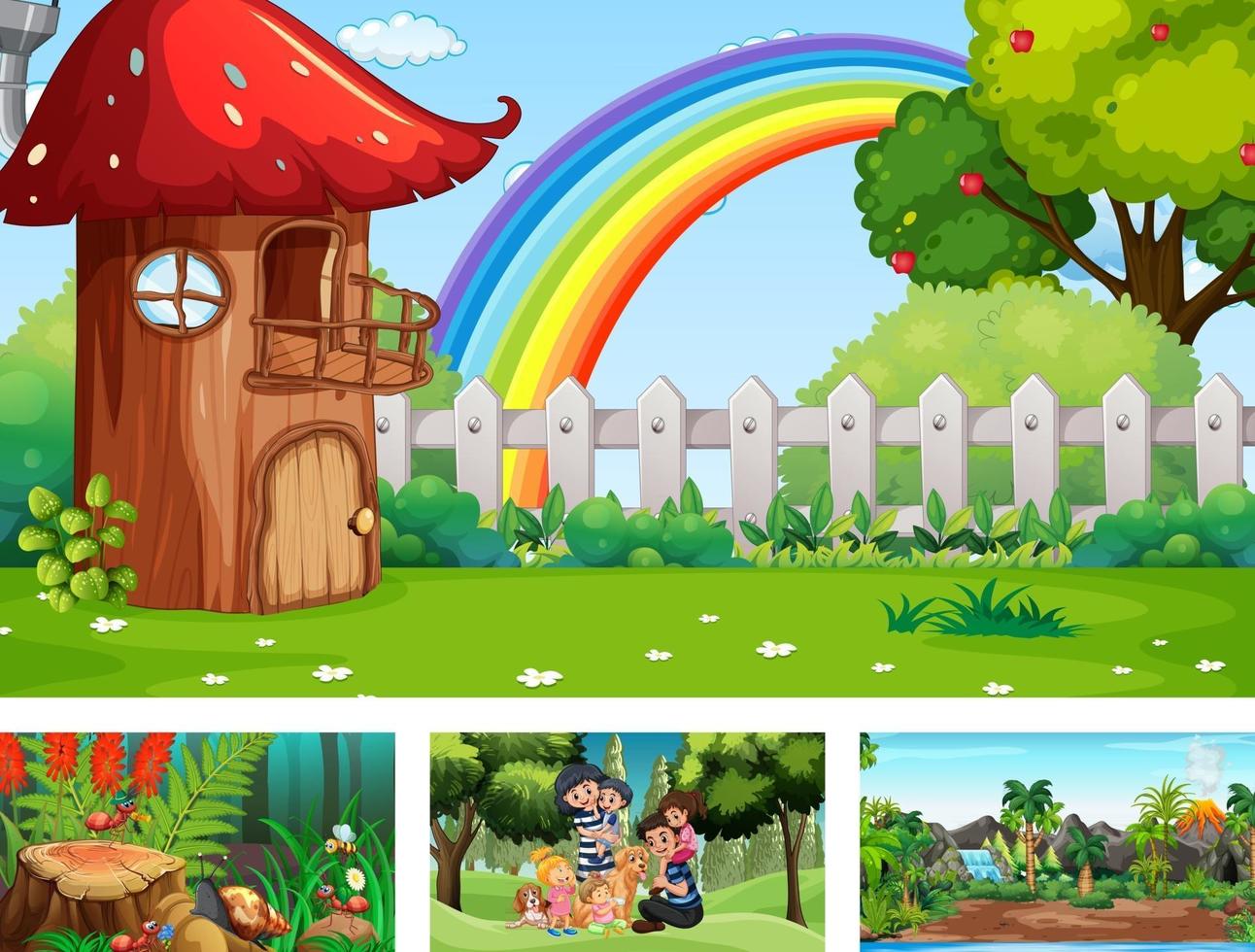 Four different nature horizontal scene vector