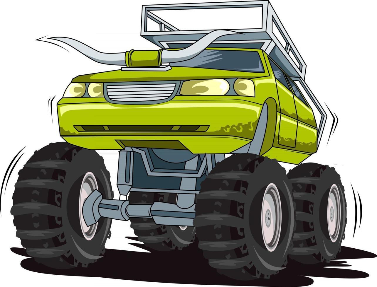 dibujo a mano de camión monstruo verde vector