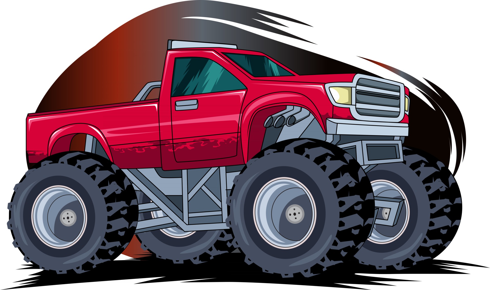 Monster Truck Red Car Cartoon Character Vector Illustration Stock  Illustration - Download Image Now - iStock