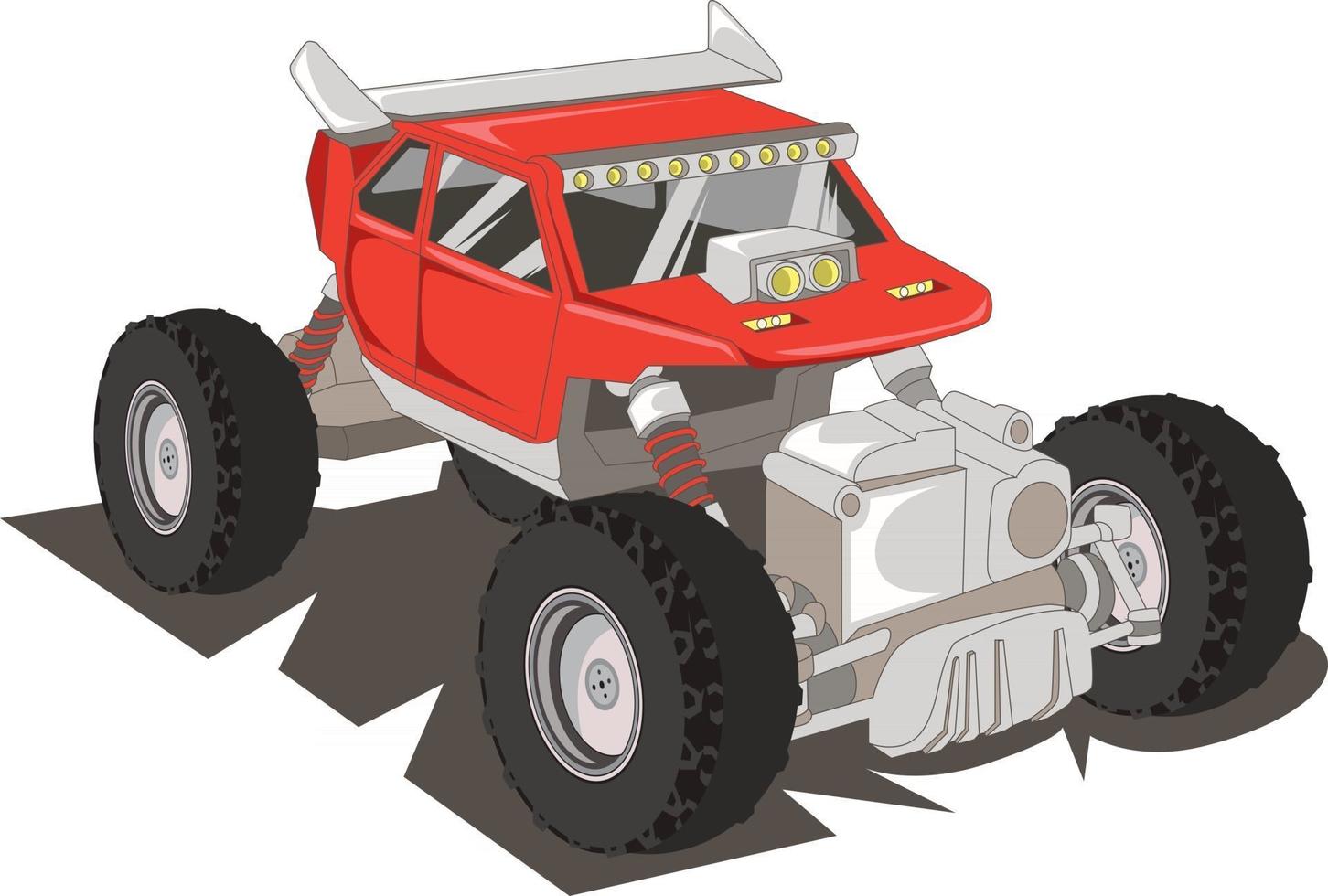 red monster truck illustration vector