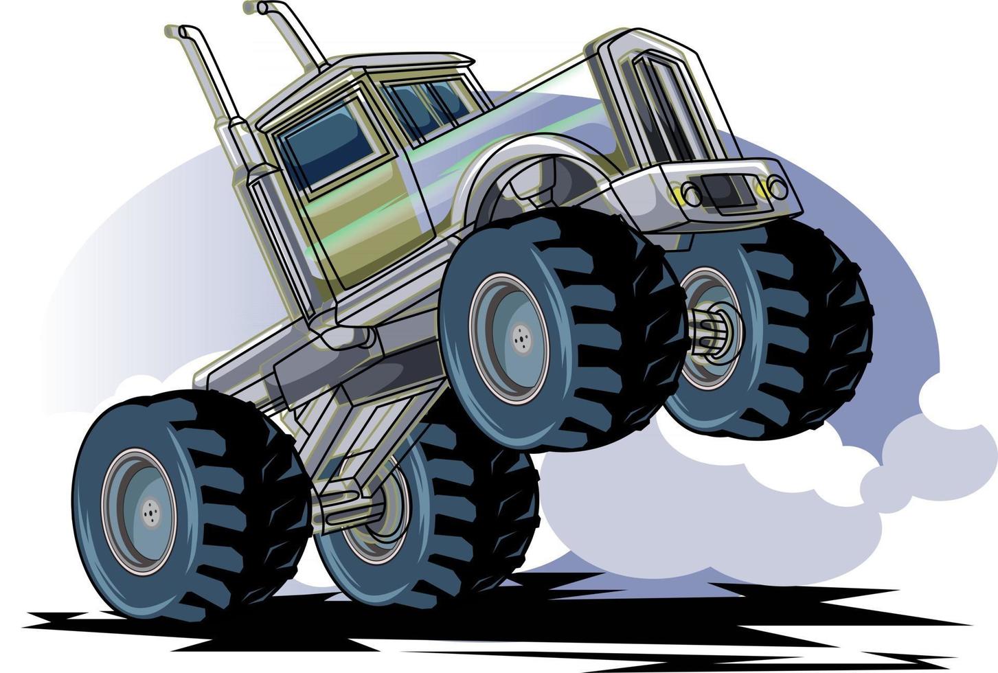 jumping big monster truck off road illustration vector