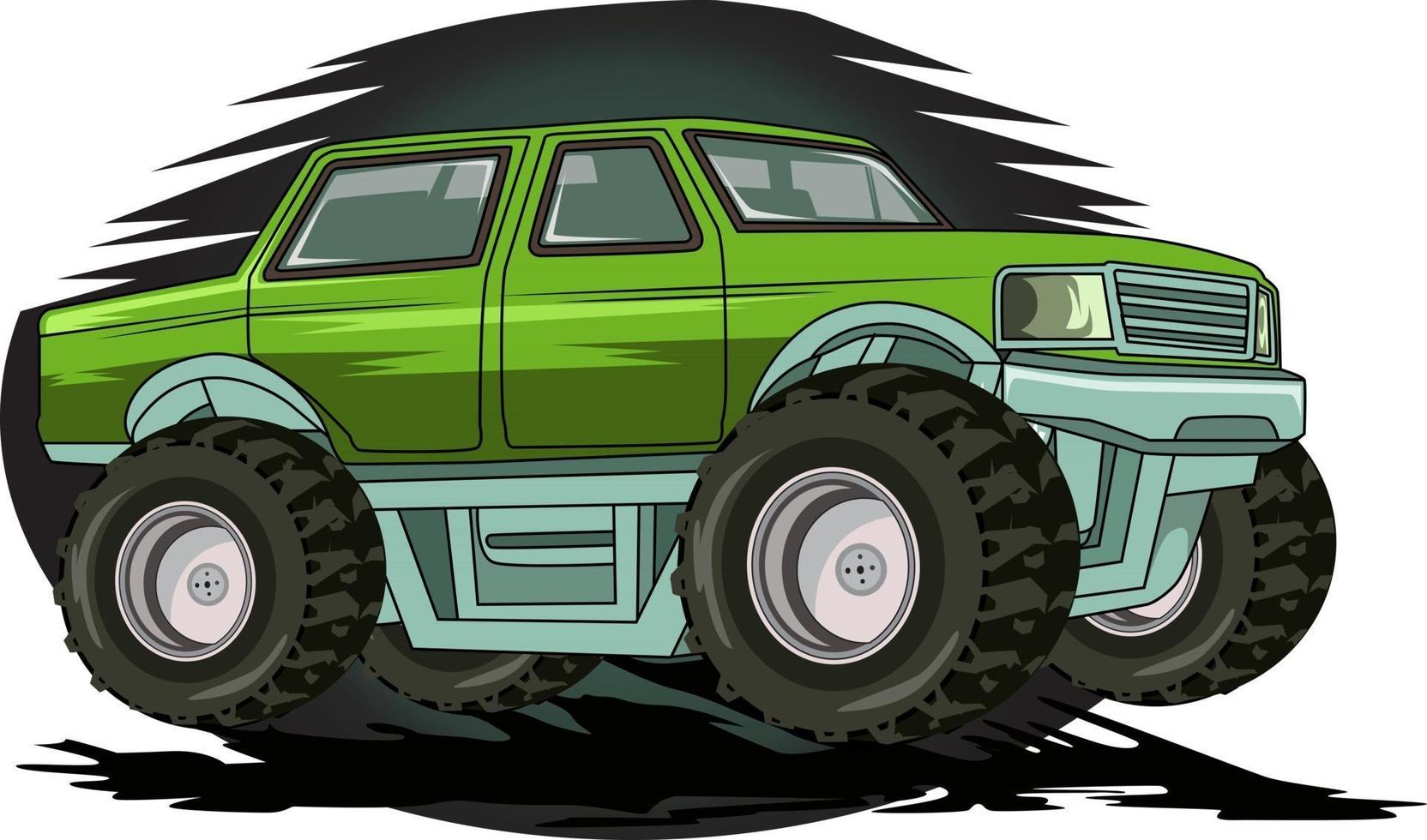 el camión monstruo verde fuera de la carretera ilustración vector