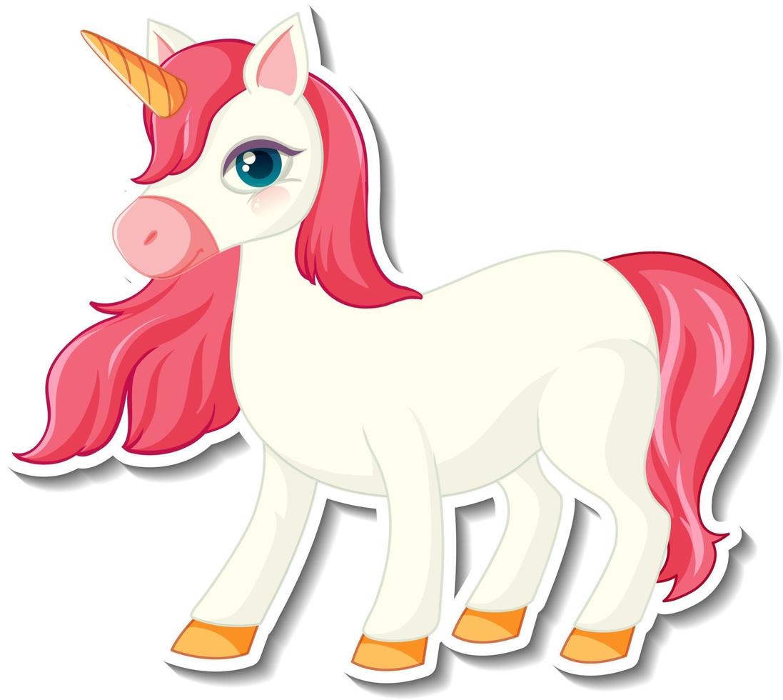 Cute unicorn stickers with a pink unicorn cartoon character vector