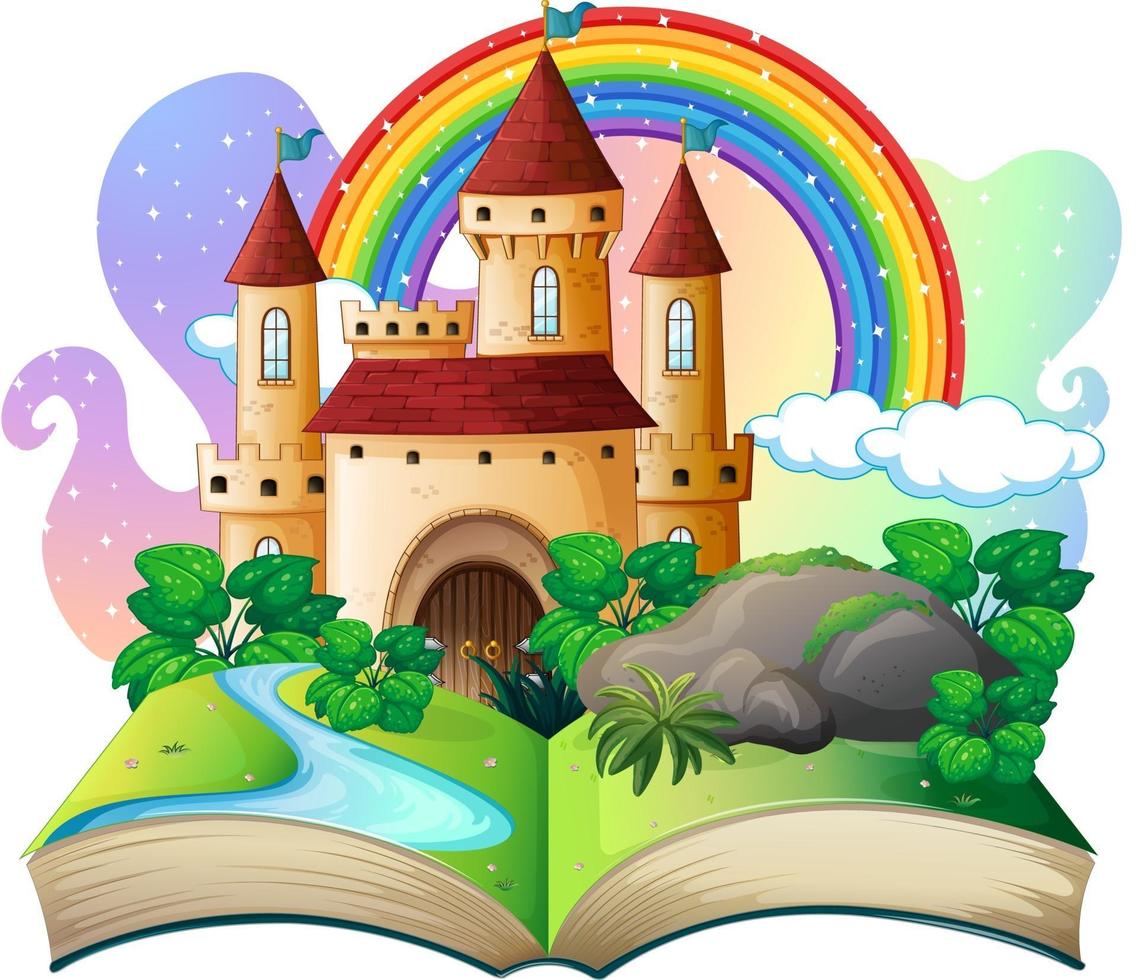 3D pop up book with castle fairy tale theme vector