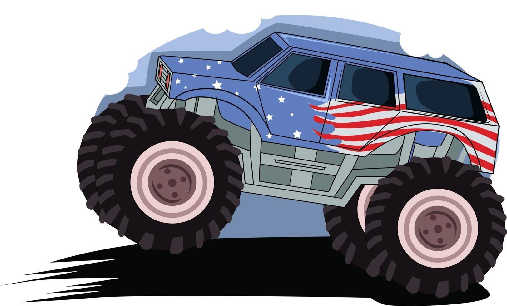 monster truck in the soil vector