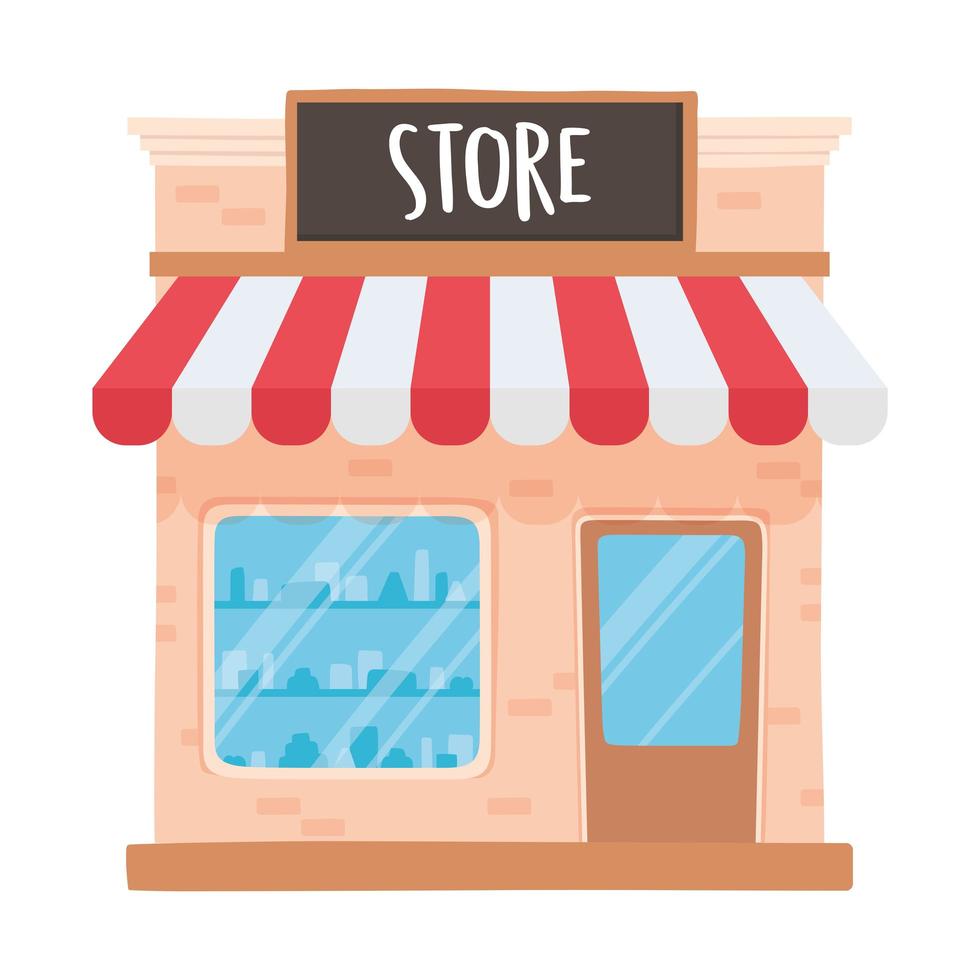 store facade small business, local shop design white background vector