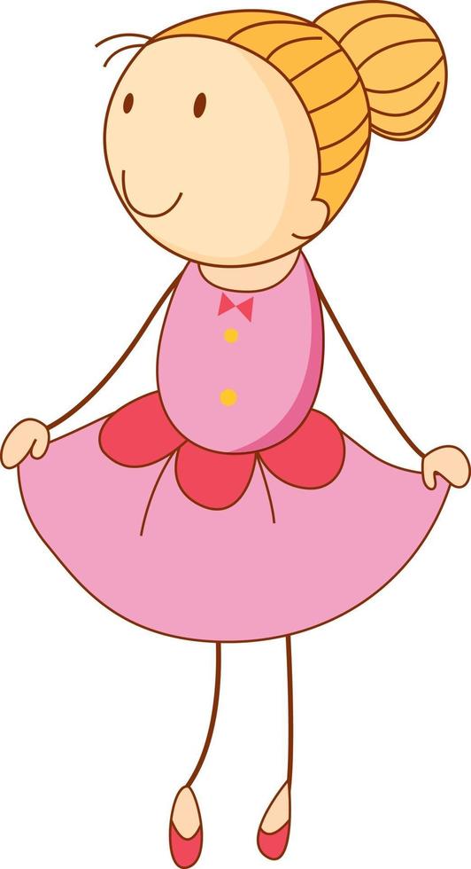 Cute girl cartoon character in hand drawn doodle style isolated vector