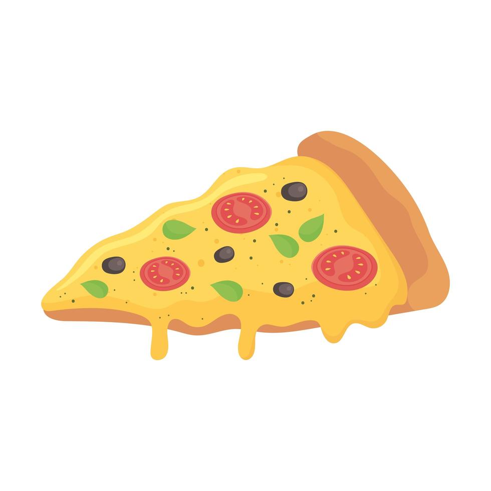 comida rápida, rebanada de pizza sabroso icono diseño aislado vector