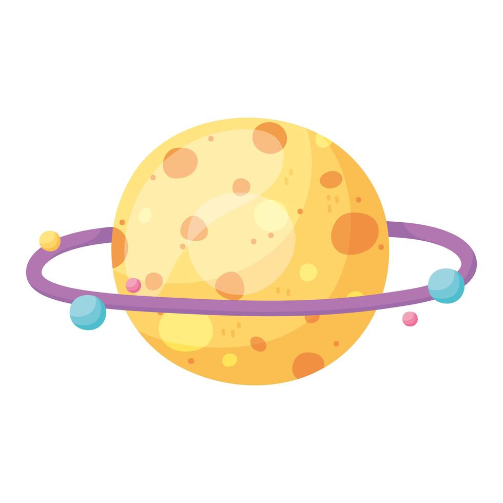 planet space orbit galaxy astronomy in cartoon style vector