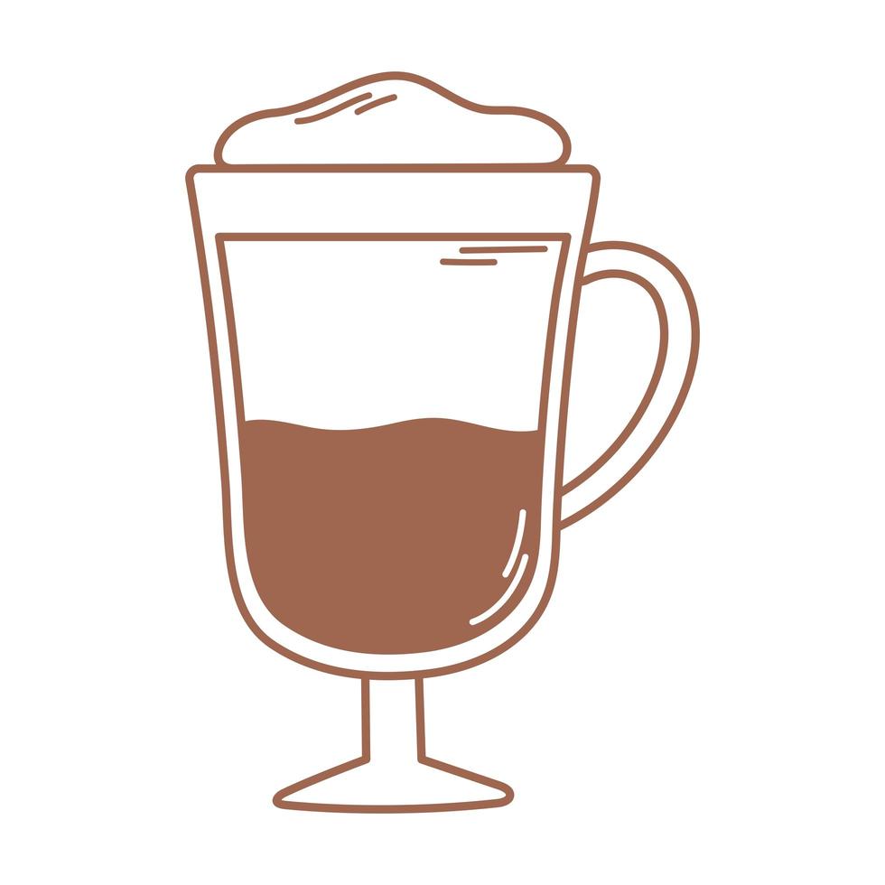 coffee latte cream in glass icon in brown line vector