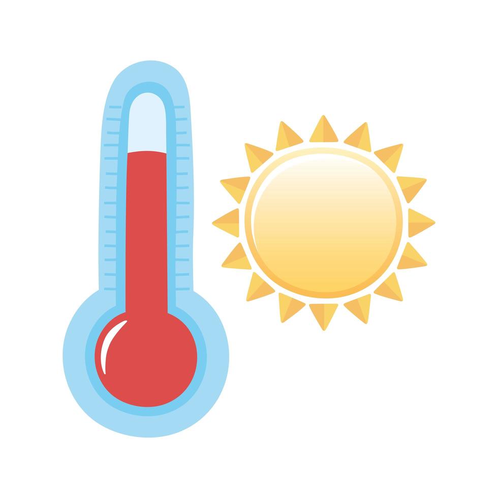 Clima verano sol temperatura caliente icono imagen aislada vector