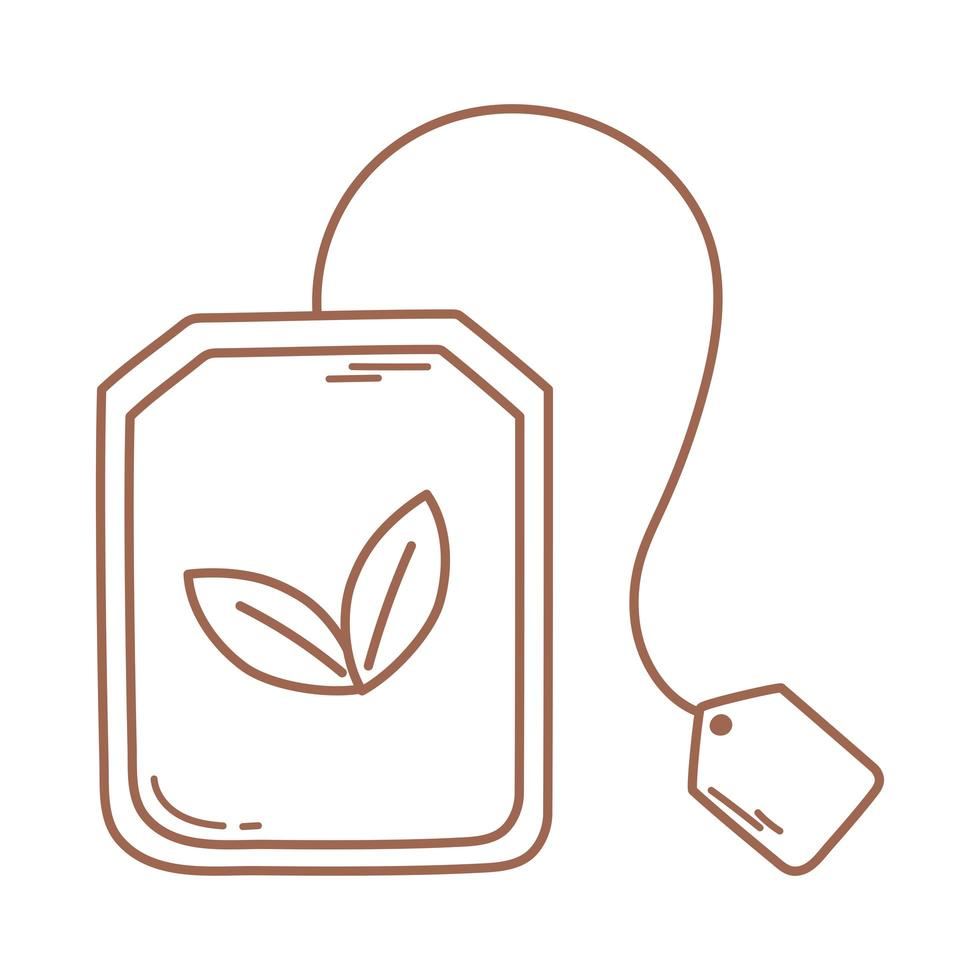 teabag herbs fresh icon in brown line vector