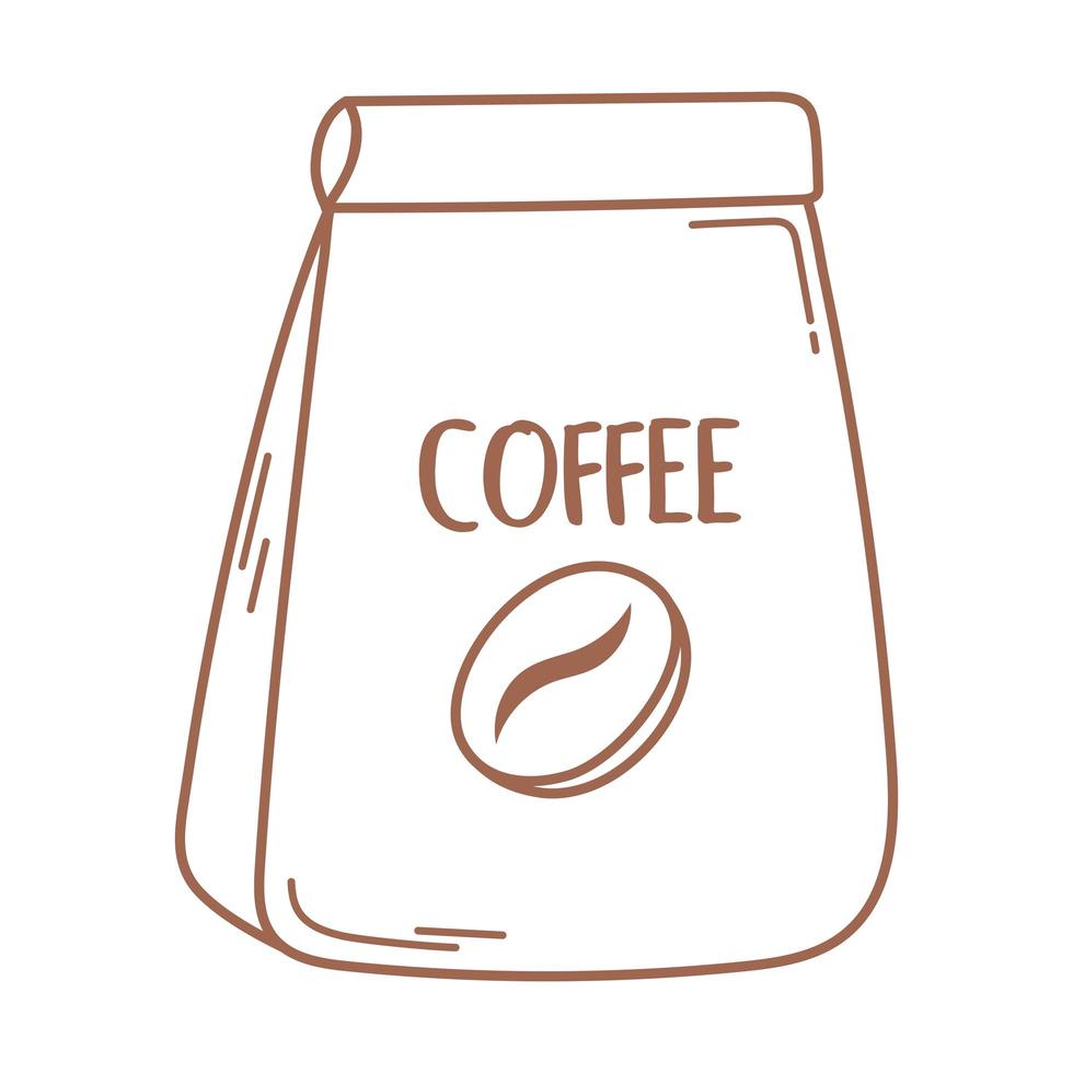 coffee package product icon in brown line vector