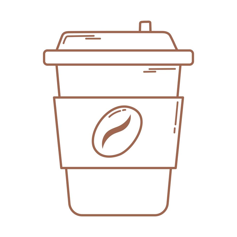 coffee takeaway cup icon in brown line vector