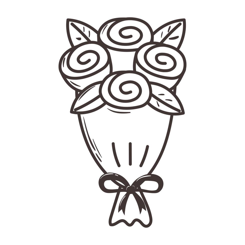 ramo de flores amor romántico doodle diseño de icono vector